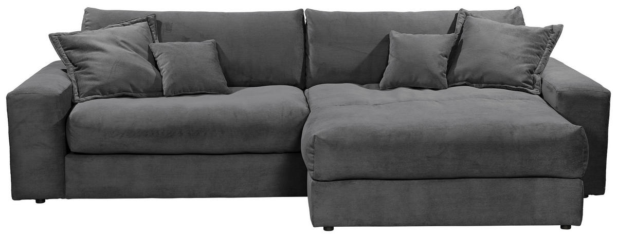 ECKSCHLAFSOFA  KAMIL Anthrazit Cord  - Anthrazit/Schwarz, MODERN, Kunststoff/Textil (180/297cm) - Livetastic