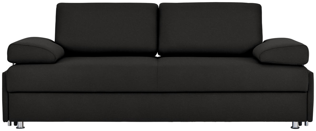 SCHLAFSOFA in Flachgewebe Schwarz  - Chromfarben/Schwarz, Design, Textil/Metall (212/84/100cm) - Bali