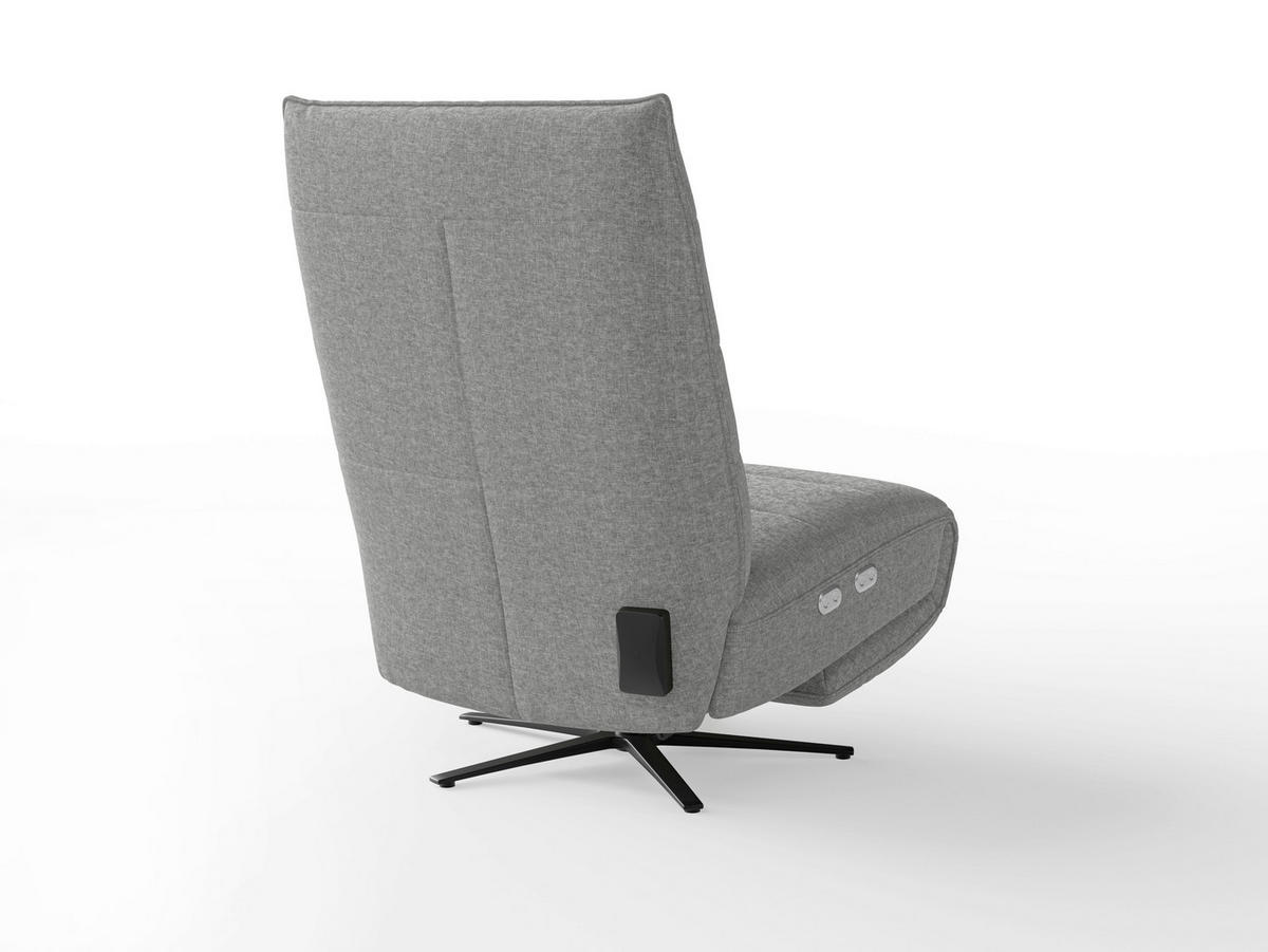 RELAXSESSEL EVE E Chenille Kopfteilverstellung, Rücken echt    - Schwarz/Grau, Basics, Textil/Metall (80/109/98cm) - Sit & More
