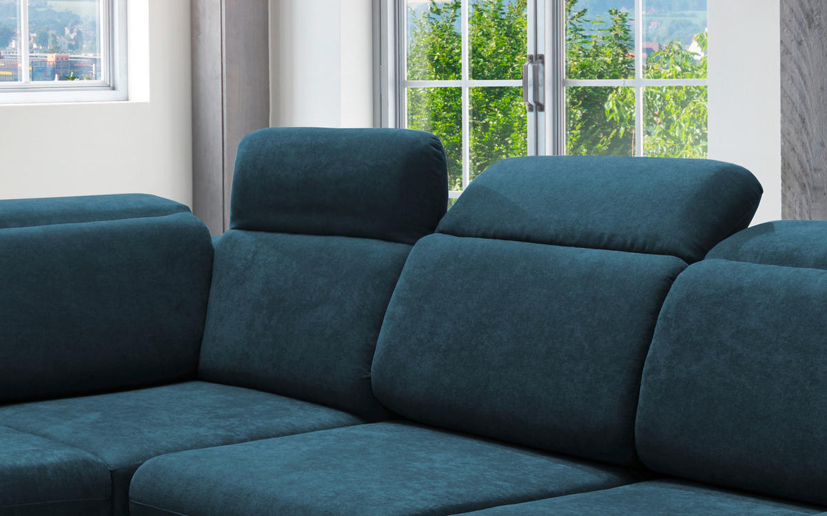 ECKSOFA in Mikrofaser Dunkelblau  - Chromfarben/Dunkelblau, Design, Textil/Metall (228/283cm) - Livetastic