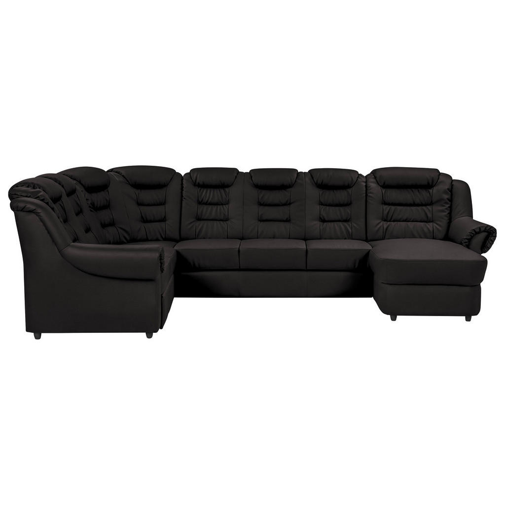 Wohnlandschaft Boston Schwarz Lederlook