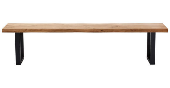 SITZBANK 160/44/40 cm Wildeiche massiv Metall  - Schwarz, Natur, Holz/Metall (160/44/40cm) - Landscape