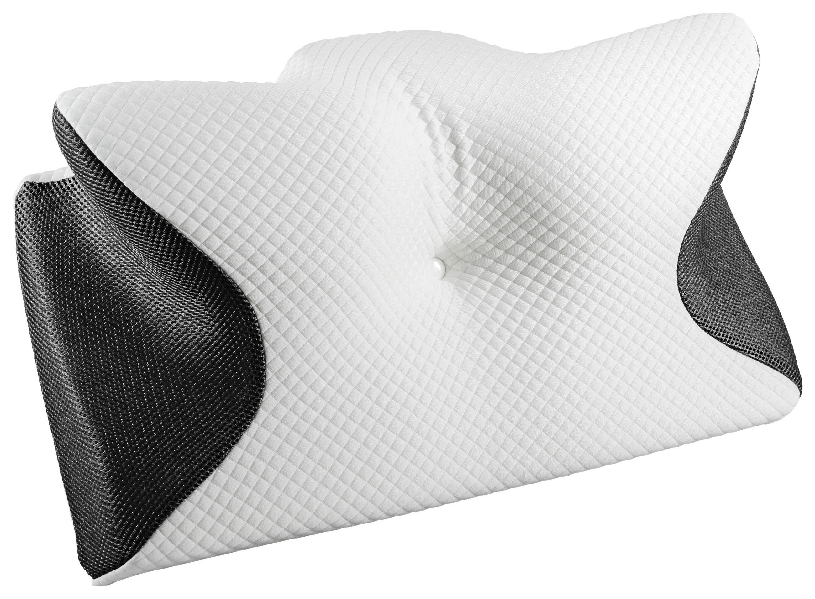 NYAKPÁRNA  - fekete/fehér, Basics, műanyag/textil (61/34/12cm)