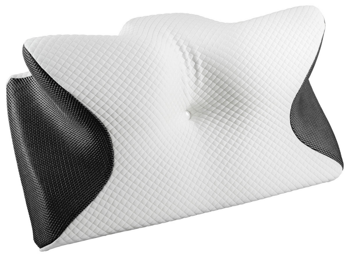 NYAKPÁRNA  - fekete/fehér, Basics, műanyag/textil (61/34/12cm)