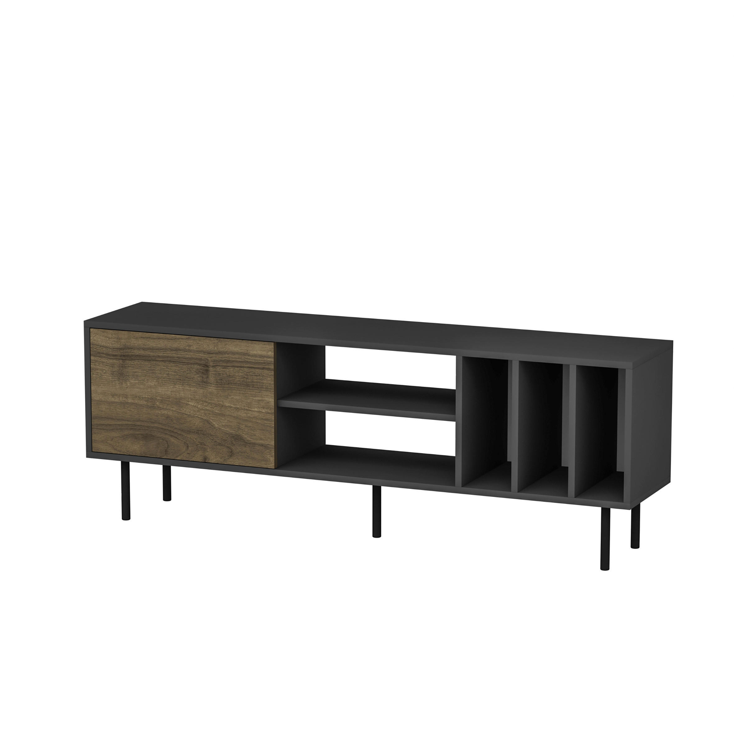 TV-BÄNK 160/57/35 cm  - valnötsfärgad/svart, Design, metall/trämaterial (160/57/35cm) - Livetastic