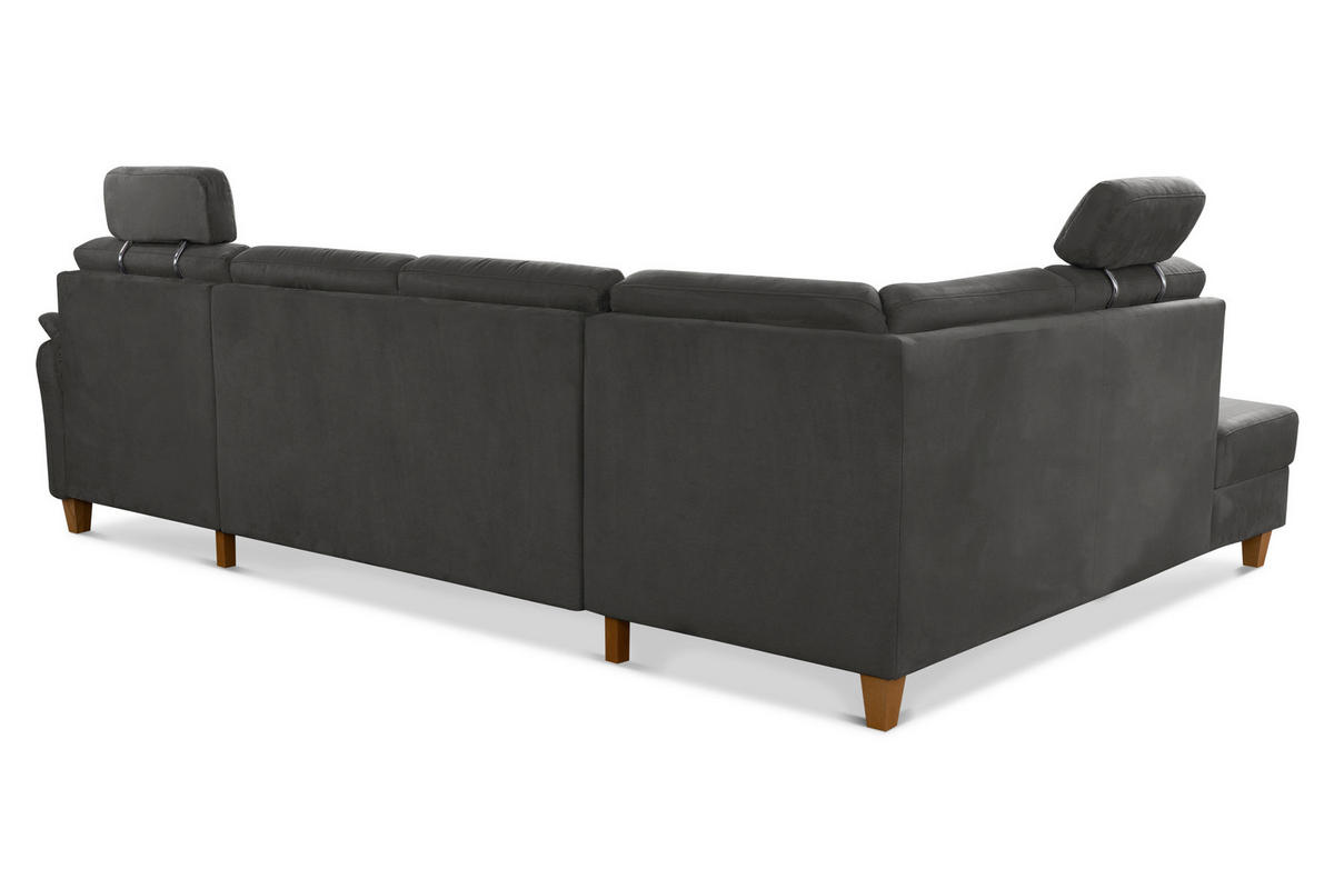 WOHNLANDSCHAFT in Mikrofaser Grau  - Eichefarben/Grau, Konventionell, Holz/Textil (212/308/163cm) - Sit & More