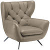 CHESTERFIELD-SESSEL Mikrofaser Taupe  - Taupe/Schwarz, Design, Textil/Metall (100/106/95cm) - Pure Home Lifestyle
