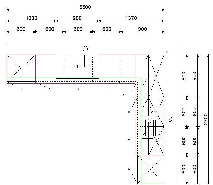 ECKKÜCHE 330/270 cm  in Weiß, Bronzefarben  - Schwarz/Weiß, Design, Holzwerkstoff/Metall (330/270cm) - Xora