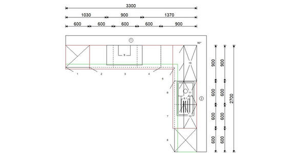 ECKKÜCHE 330/270 cm  in Weiß, Bronzefarben  - Schwarz/Weiß, Design, Holzwerkstoff/Metall (330/270cm) - Xora