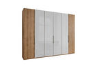 FALTTÜRENSCHRANK 300/216/58 cm 6-türig  - Schieferfarben/Eiche Bianco, KONVENTIONELL, Glas/Holzwerkstoff (300/216/58cm) - Dieter Knoll