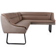 ECKBANK 237/178 cm Struktur Echtleder Schwarz, Taupe   - Taupe/Schwarz, Design, Leder/Textil (237/178cm) - Novel