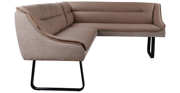 ECKBANK 237/178 cm Struktur Echtleder Schwarz, Taupe   - Taupe/Schwarz, Design, Leder/Textil (237/178cm) - Novel