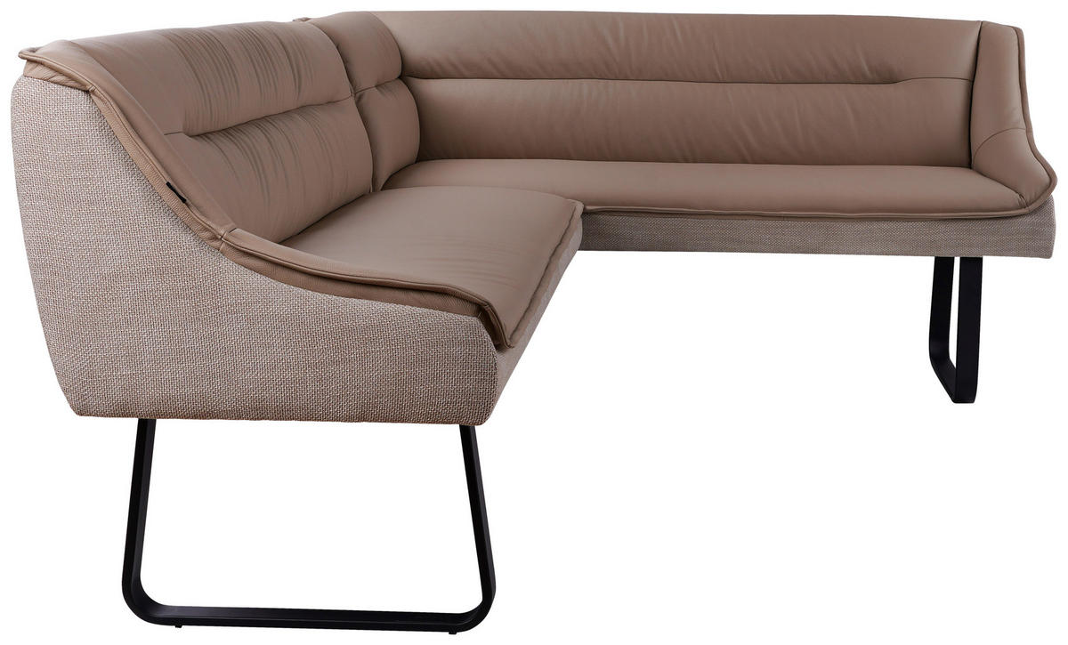 ECKBANK 237/178 cm Struktur Echtleder Schwarz, Taupe   - Taupe/Schwarz, Design, Leder/Textil (237/178cm) - Novel