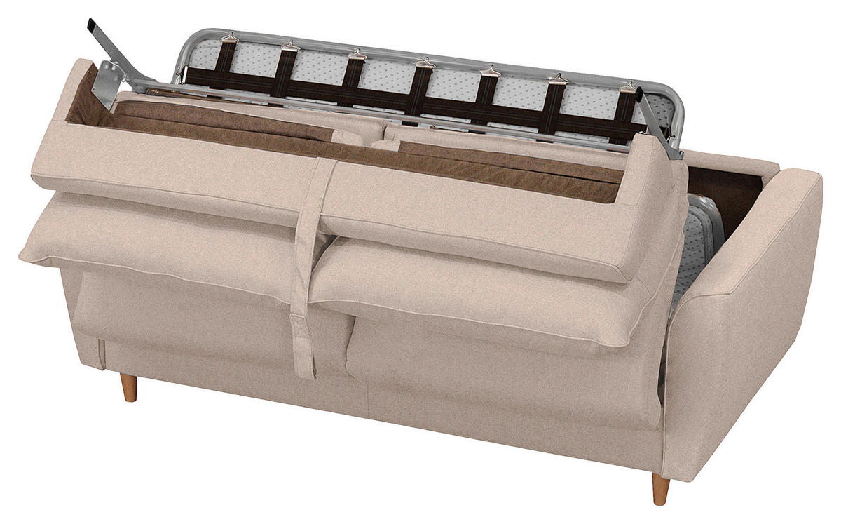 SCHLAFSOFA in Textil Rosa  - Buchefarben/Rosa, Design, Holz/Textil (195/90/102cm) - Livetastic