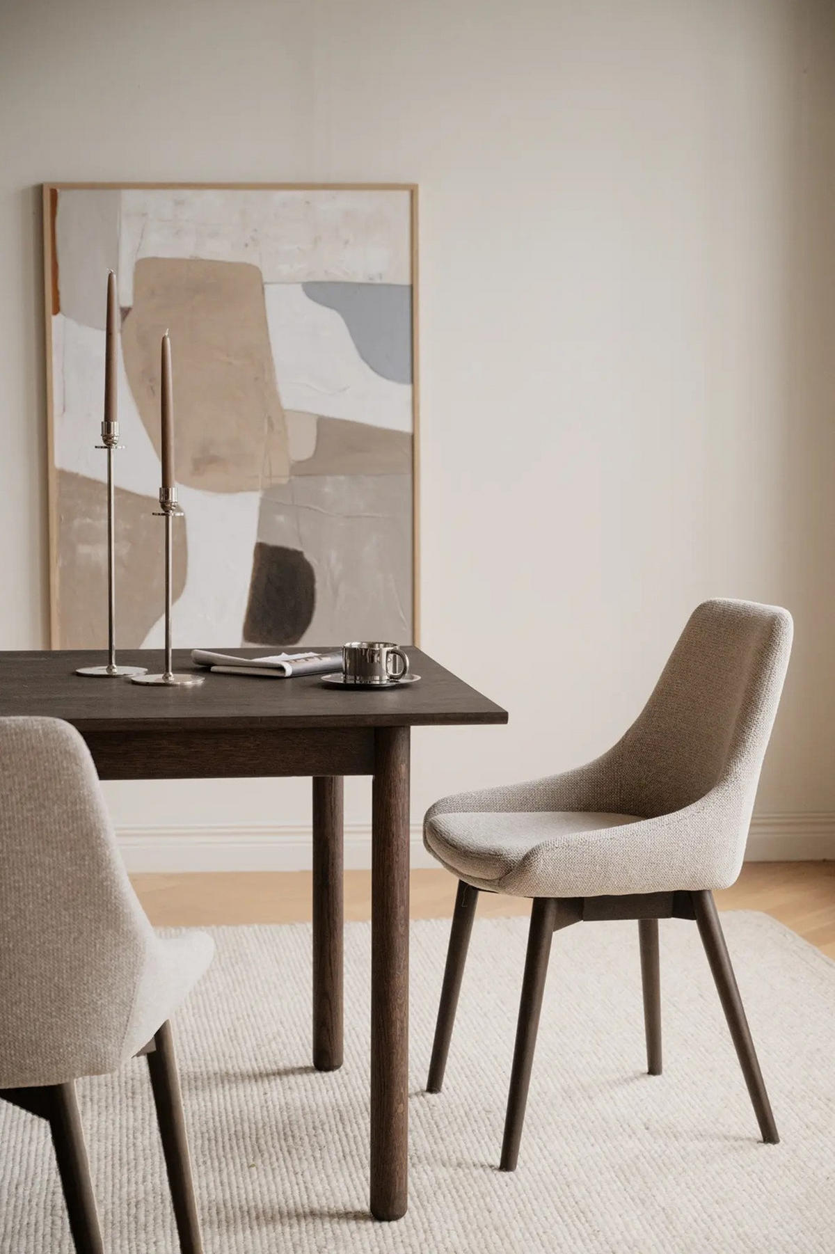 STOL     - beige/brun, Klassisk, metall/trä (49/85/55cm) - Rowico