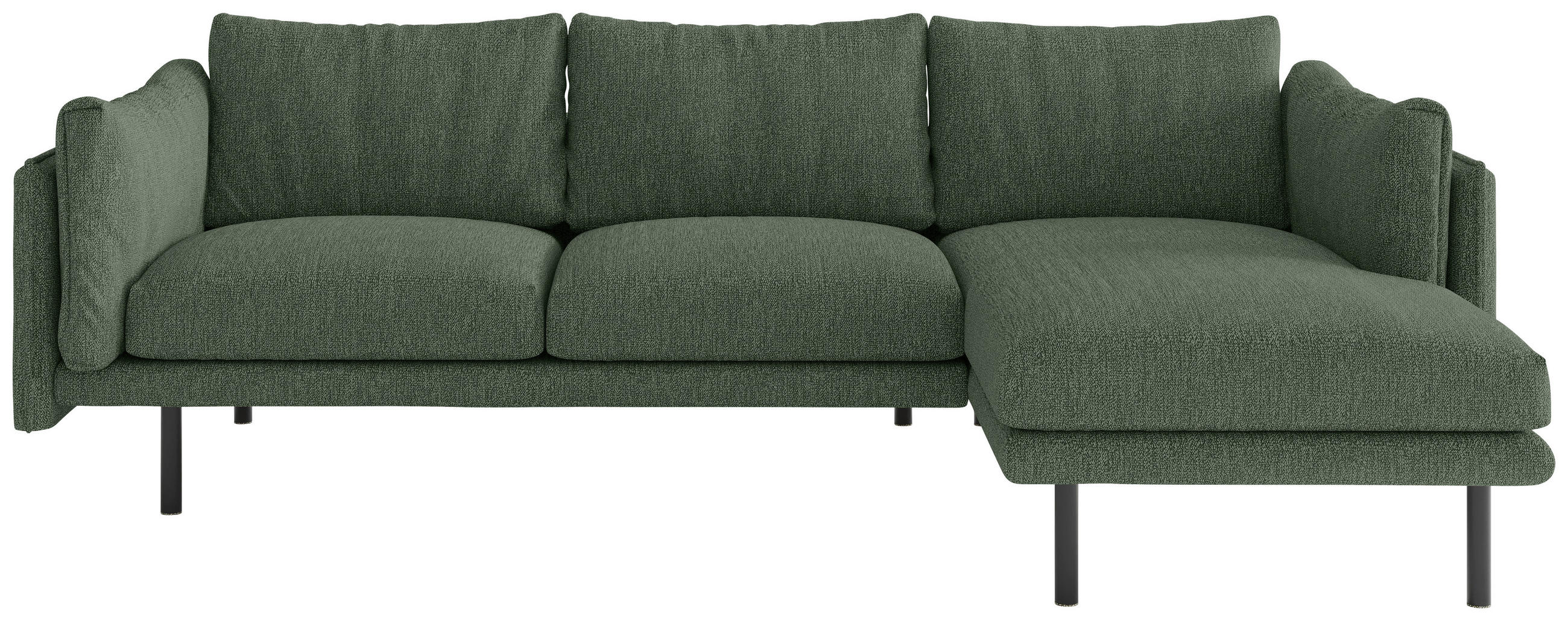 ECKSOFA Grün Flachgewebe  - Beige/Schwarz, Design, Textil/Metall (268/160/100cm) - Novel