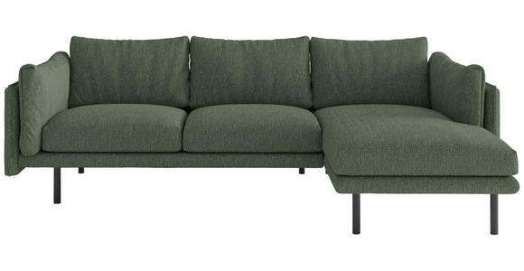 ECKSOFA Grün Flachgewebe  - Beige/Schwarz, Design, Textil/Metall (268/160/100cm) - Novel