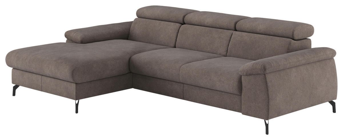 ECKSOFA in Webstoff Grau  - Schwarz/Grau, Design, Textil/Metall (166/244cm) - Livetastic