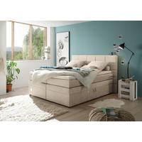 BOXSPRINGBETT 180/200 cm,  in Sandfarben, Matratze, Bettkasten, Topper, H2 = mittel  - Sandfarben, KONVENTIONELL, Kunststoff/Textil (180/200cm) - MID.YOU