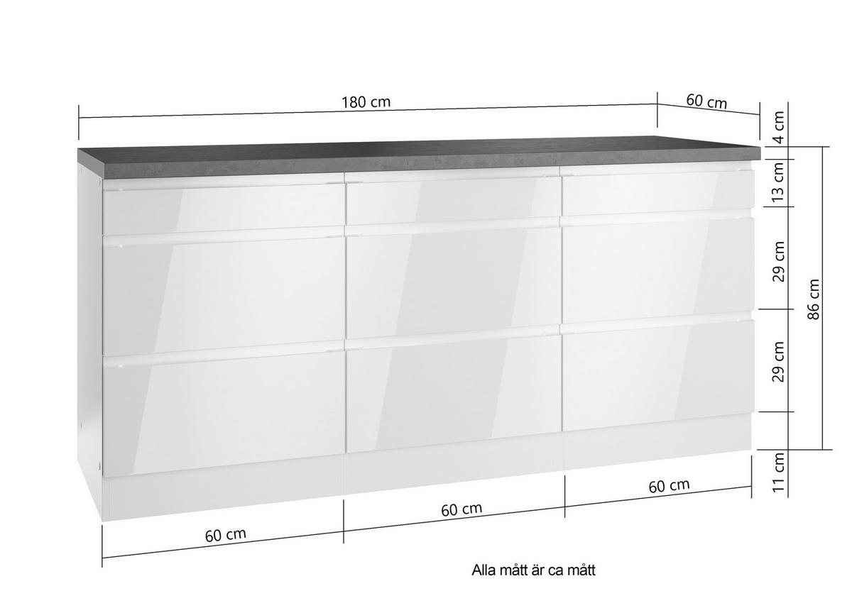 BÄNKSKÅP 180/86/60 cm  i grå, vit, vit högglans  - vit/vit högglans, Lifestyle, trämaterial (180/86/60cm) - Held