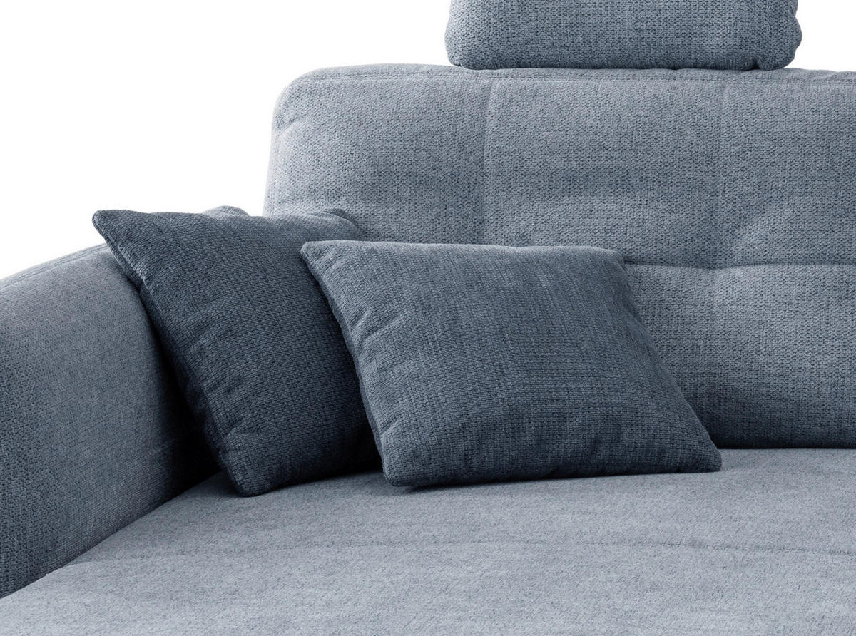 ECKSOFA Hellblau Chenille  - Blau/Schwarz, MODERN, Holz/Textil (176/250-280cm) - Livetastic