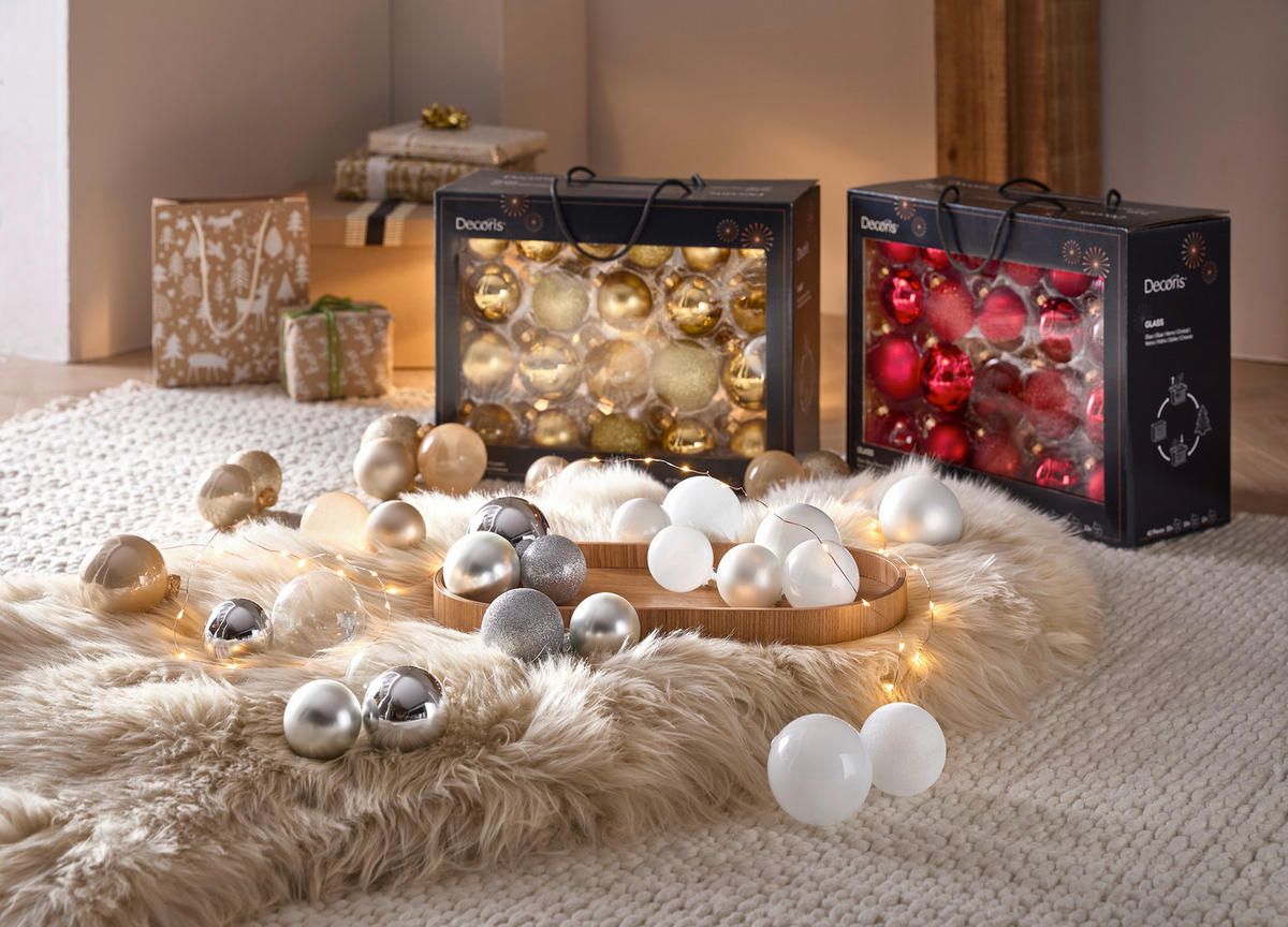 Set De Globuri De Crăciun - roșu/roșu închis, Trend, sticlă - X-Mas