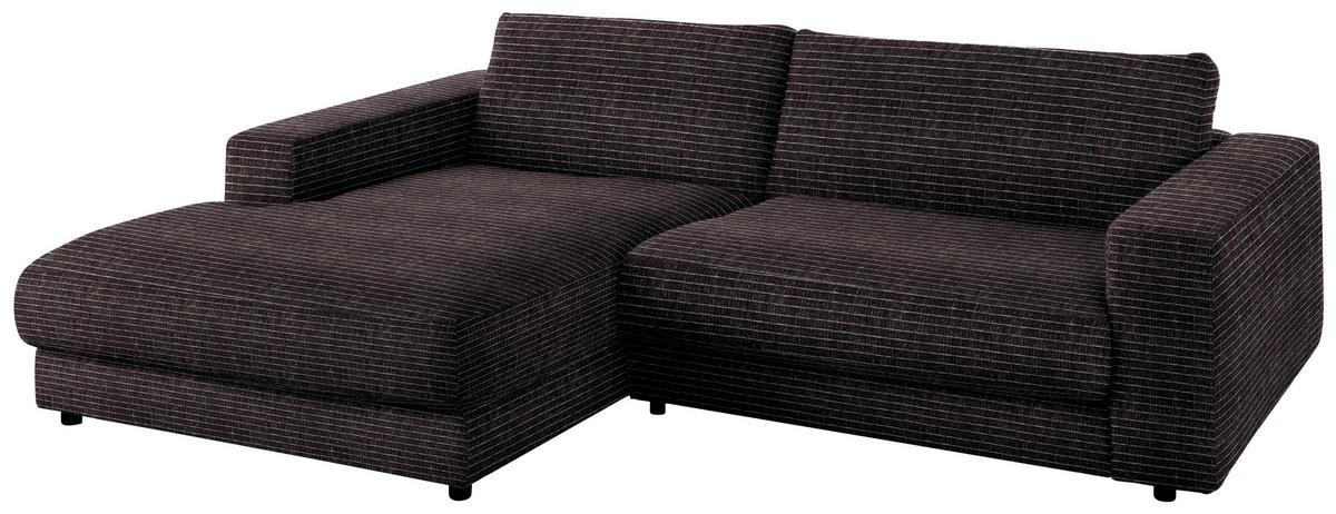ECKSOFA in Chenille Anthrazit  - Anthrazit/Schwarz, Design, Kunststoff/Textil (190/270cm) - Lomoco