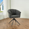 ARMLEHNSTUHL  Stoffauswahl, Sitzfläche 180° drehbar Webstoff  - Dunkelgrau/Schwarz, Design, Textil/Metall (69/80/68cm) - Novel