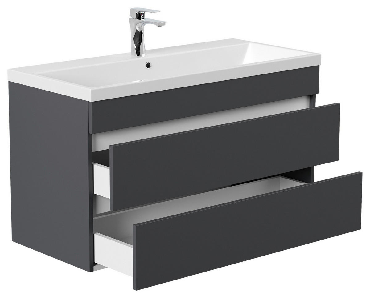 WASCHTISCHKOMBI 100 cm  - Graphitfarben, Basics, Holzwerkstoff (100cm) - MID.YOU