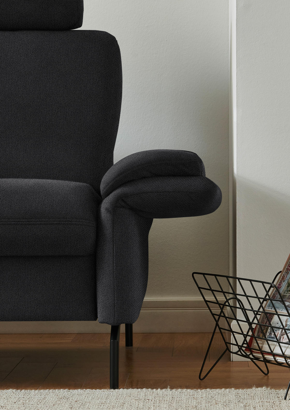 ECKSOFA in Flachgewebe Schwarz  - Schwarz, Konventionell, Textil/Metall (190/241cm) - Beldomo Comfort