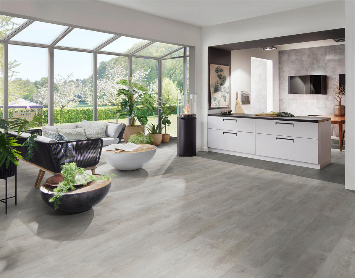 DESIGNBODEN FIXED  per  m² - Eichefarben, KONVENTIONELL, Kunststoff (121.9/18.4/0.25cm)