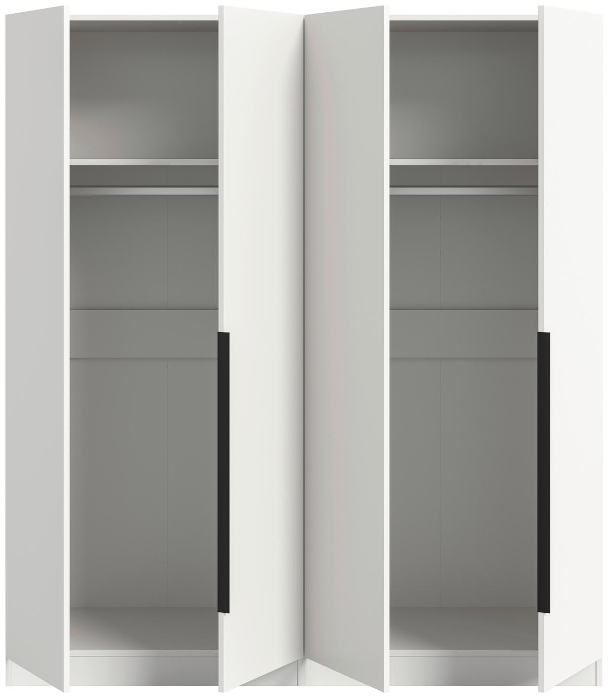 DREHTÜRENSCHRANK 160/181/52 cm,  in Weiß, 4-türig  - Schwarz/Weiß, MODERN, Holzwerkstoff (160/181/52cm) - MID.YOU