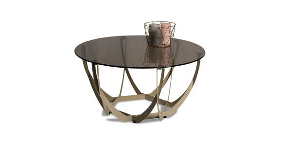 COUCHTISCH Sicherheitsglas 80/80/40 cm rund Creme, Bronzefarben  - Creme/Bronzefarben, Basics, Glas/Metall (80/80/40cm) - Xora