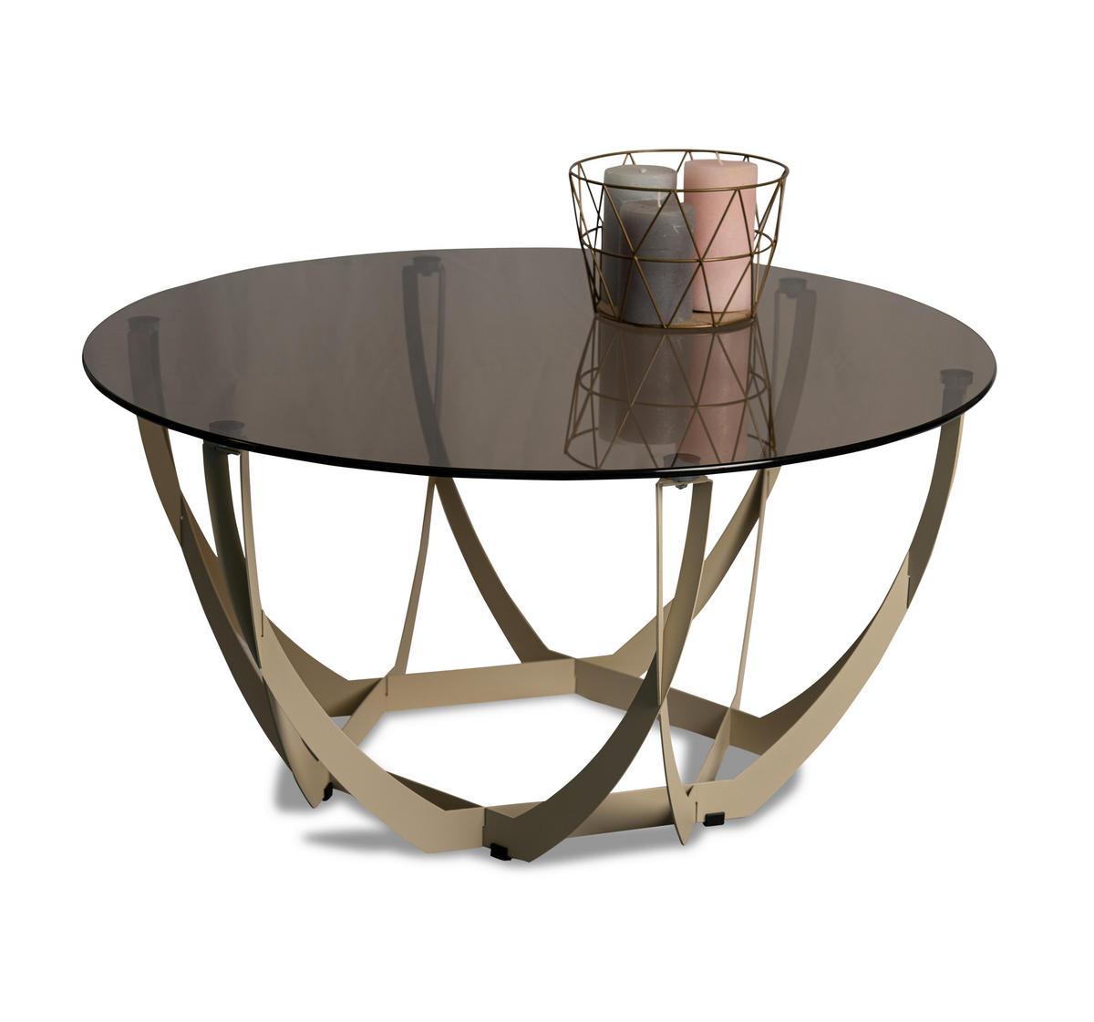 COUCHTISCH Sicherheitsglas 80/80/40 cm rund Creme, Bronzefarben  - Creme/Bronzefarben, Basics, Glas/Metall (80/80/40cm) - Xora