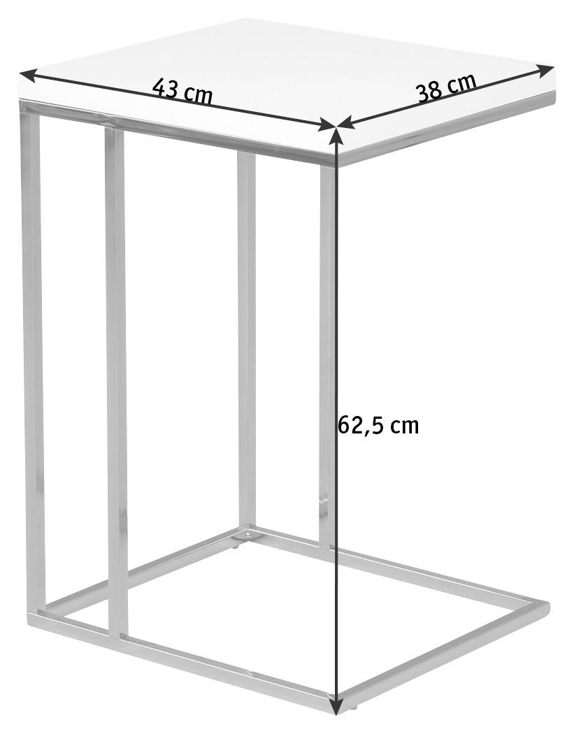 BEISTELLTISCH 43/38/62,5 cm Weiß, Chromfarben rechteckig  - Chromfarben/Weiß, Design, Metall (43/38/62,5cm)