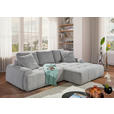 Ecksofa mit Funktion Greige Flachgewebe Zierkissen, Rückenkissen, Bettkasten, Schlaffunktion, Rücken echt, Liegefläche im Originalstoff  - Greige/Schwarz, KONVENTIONELL, Kunststoff/Textil (277/190cm) - Carryhome