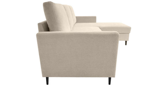 ECKSOFA Beige Chenille  - Beige/Schwarz, KONVENTIONELL, Holz/Textil (159/221cm) - Carryhome