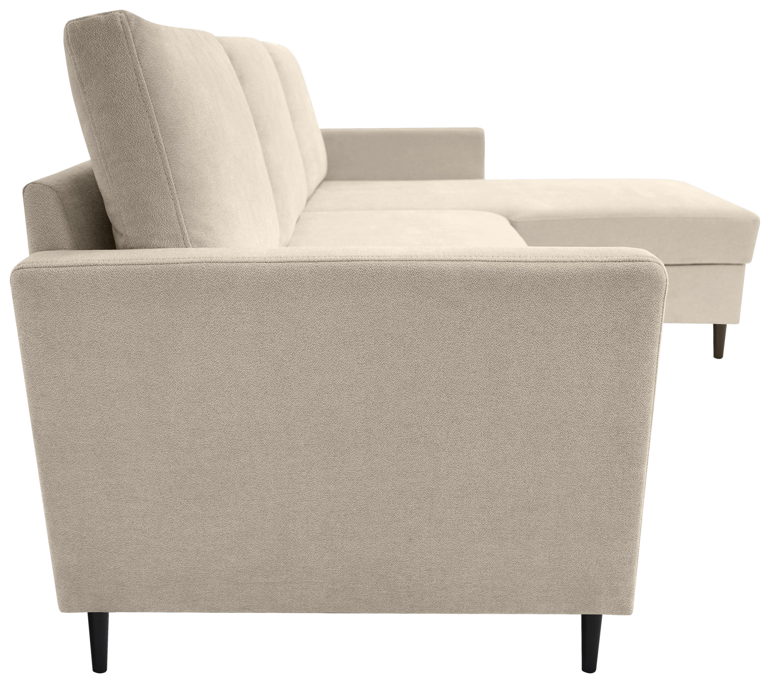 ECKSOFA Beige Chenille  - Beige/Schwarz, KONVENTIONELL, Holz/Textil (159/221cm) - Carryhome