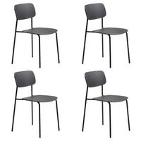 STOLSET 4 styck stapelbar, kan torkas av   - svart, Modern, metall/plast (43,5/79/61cm) - Livetastic