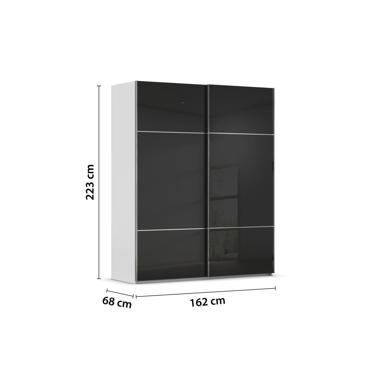 SCHWEBETÜRENSCHRANK in Grau, Schwarz  - Chromfarben/Schwarz, Konventionell, Glas/Holzwerkstoff (162/223/68cm) - Novel