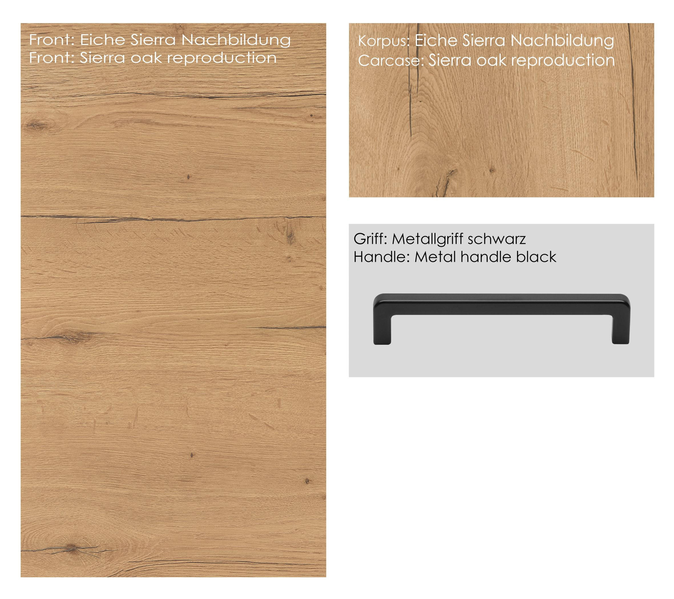 SCHUBKASTENUNTERSCHRANK 45/87/56 cm  in Eichefarben  - Eichefarben/Schwarz, MODERN, Holzwerkstoff/Metall (45/87/56cm) - Nobilia
