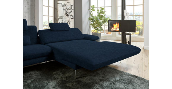 ECKSOFA in Velours Dunkelblau 284/184 cm - Schwarz/Dunkelblau, Design, Textil/Metall (284/184cm) - Dieter Knoll