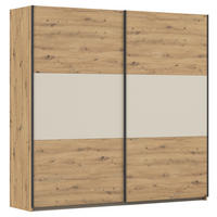 SCHWEBETÜRENSCHRANK 218/210/59 cm 2-türig Alufarben, Champagner, Eiche Artisan  - Champagner/Alufarben, MODERN, Holzwerkstoff/Metall (218/210/59cm) - Rauch Möbel