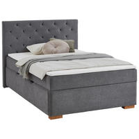 BOXBETT 140/200 cm,  in Anthrazit, Matratze, gepolstertes Kopfteil, Bettkasten, Topper, H3 = fest  - Eichefarben/Anthrazit, Basics, Holz/Textil (140/200cm) - Boxxx