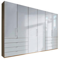 FALTTÜRENSCHRANK 300/236/58 cm 3-türig Weiß, Eichefarben  - Chromfarben/Eichefarben, KONVENTIONELL, Glas/Holzwerkstoff (300/236/58cm) - Venda