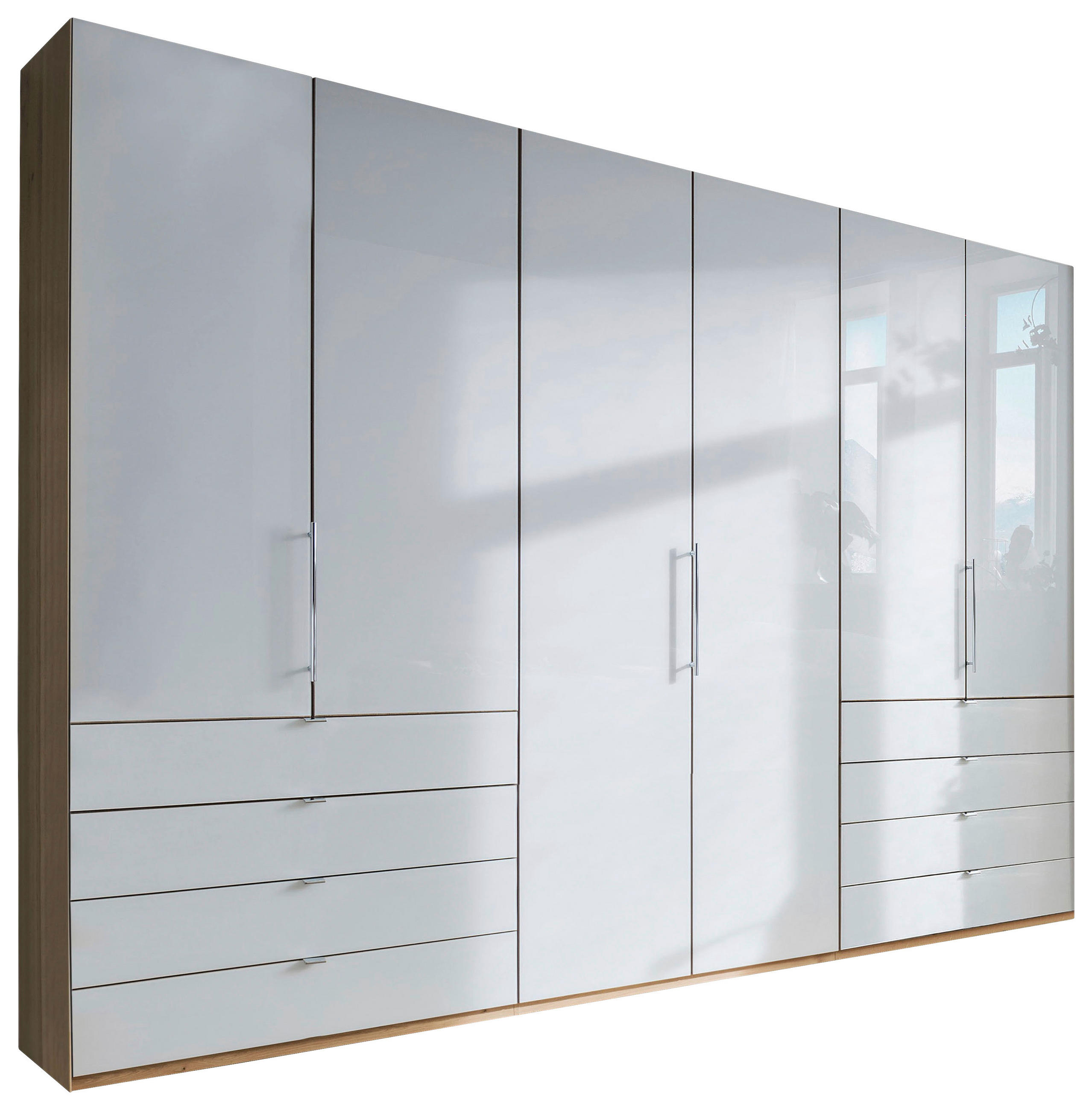 Venda Falttürenschrank Loft Weiß, Eiche 300x236x58 cm