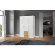 KLEIDERSCHRANK  in Weiß, Eichefarben  - Eichefarben/Silberfarben, Design, Holzwerkstoff (152/215/59cm) - Carryhome