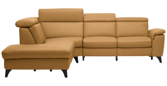 ECKSOFA in Echtleder Cognac 239/285 cm - Cognac/Schwarz, Design, Leder/Metall (239/285cm) - Cantus