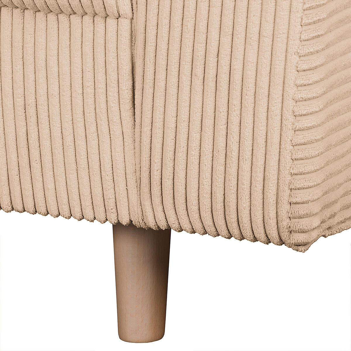 ECKSOFA Ariella in Cord Creme  161/231 cm  - Creme/Naturfarben, Design, Holz/Textil (161/231cm) - Livetastic