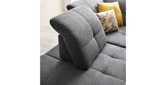 ECKSOFA in Chenille Grau  - Schwarz/Grau, Design, Textil/Metall (240/308cm) - Xora